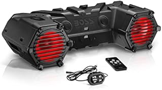 BOSS Audio Systems ATV95LRGB ATV UTV Weatherproof Sound System - 8 Inch Speakers, 1.5 Inch Tweeters, Amplified, Bluetooth Remote, LED Light Bar, Storage Compartment, Easy Installation for 12V Vehicles