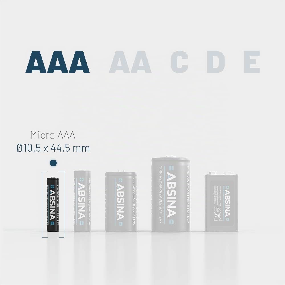 ABSINA 4X AAA Batterie Gigaset 800 mAh NiMH 1,2V - Piles pour téléphone Batteries, Pile pour Telephone Fixe sans Fil - Compatible avec A400 A415 AS405 A510 AS690 C430 C530HX E560 CL660HX