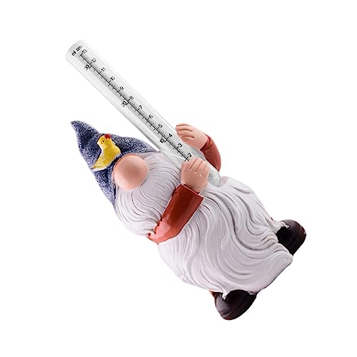 SEWOART Fairy Garden Gnome Figurine Resin Garden Decor Mini Rain Gauge Outdoor Statue Accessories