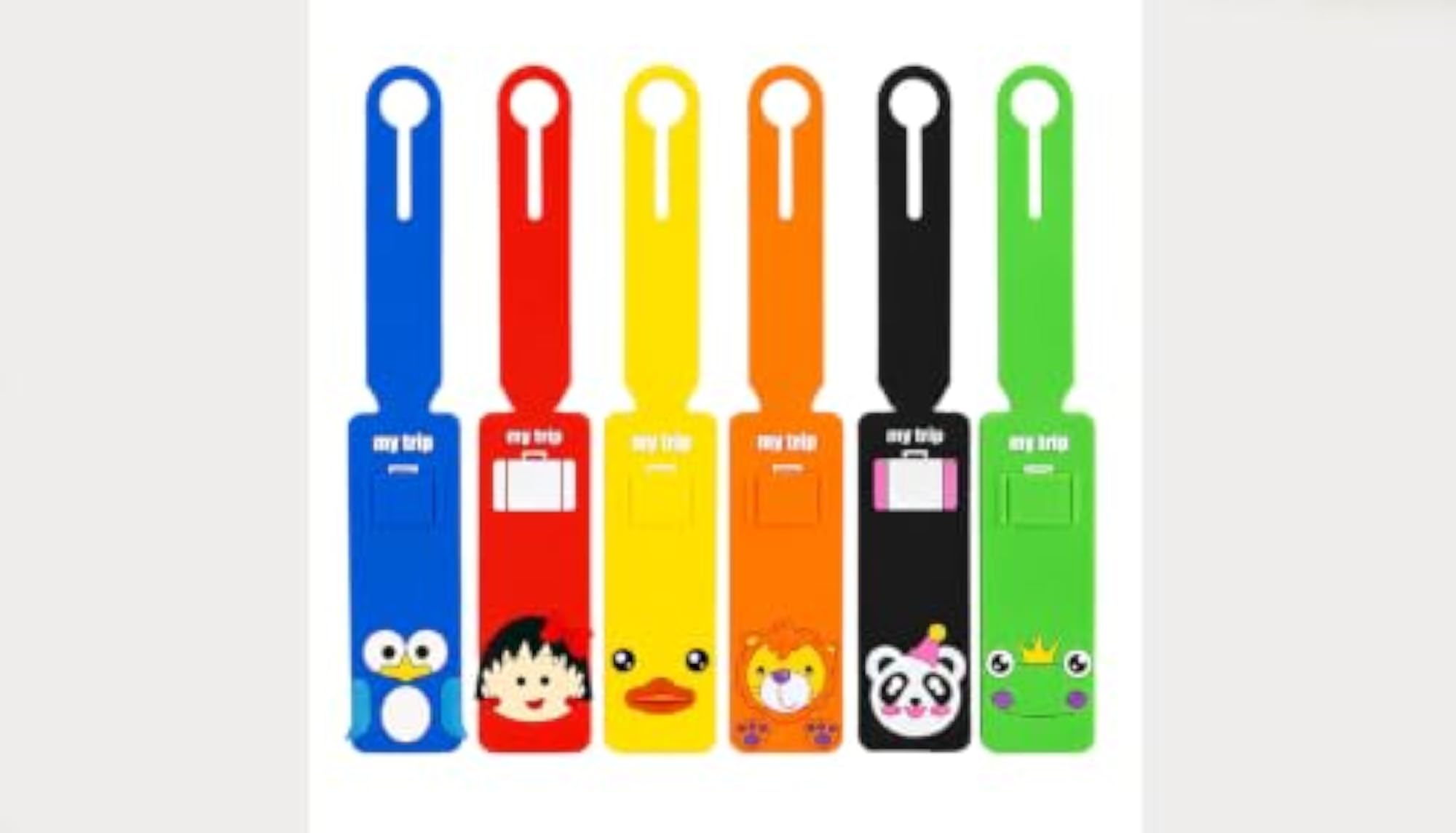 Waterproof Silicone Luggage Tags 6 Pack, Cartoon Suitcase Tags