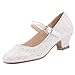 EIGHT KM Mädchen High Heel Kleid Schuhe Mary Jane Prinzessin Hochzeit Pumps Schuhe EKM7015 Sparkle Glitter Cinderella Weiß Größe EU 32