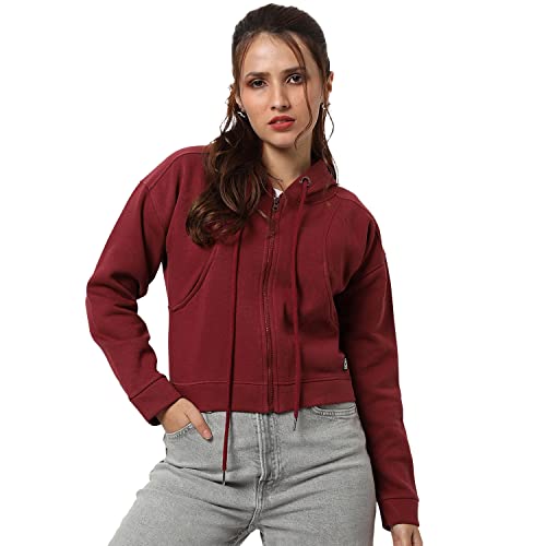 Image of Campus Sutra Women's Colorblock Sweatshirt with Ribbed Hem for Casual Wear | Low-High Neck | Long Sleeve | Button Closure | Cotton Sweatshirt Crafted with Comfort Fit for Everyday Wear