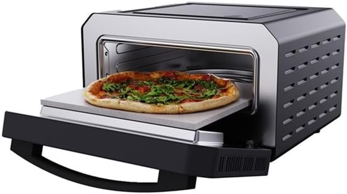 Pemberly Row 0.5 Cu.Ft. Indoor/Outdoor Electric Pizza Oven, Fits 12-Inch Pizzas, Compact Countertop Design, Includes Baking Stone, Pizza Pan, Spatula, Roller Cutter, LED Display, Auto Shut-Off