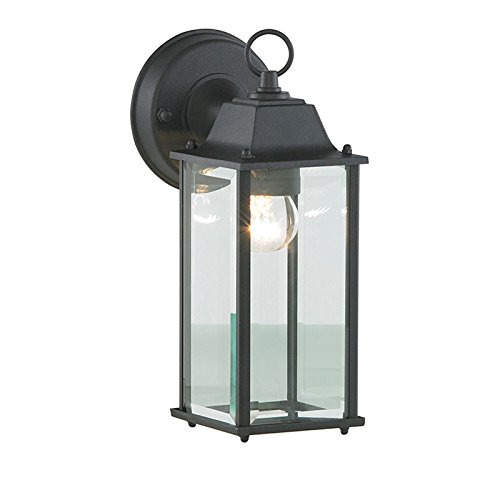 LITECRAFT Colone Wall Light Bevelled Glass Outdoor Lantern IP23 Fitting - (Black, Single)