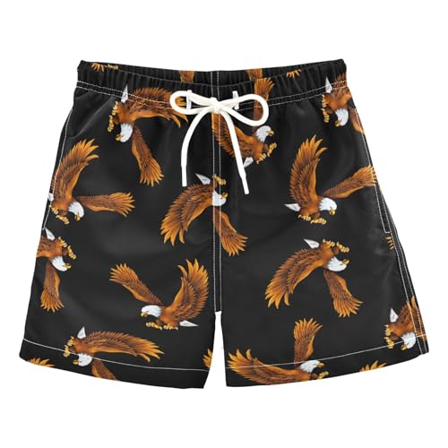 Boys Swim Trunks Quick Dry American Bald Eagle Beach Board Shorts with Mesh Lining Youth Swimwear 2-12T