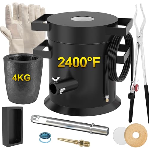 MMasters 4KG Propane Melting Furnace Kit with Gloves 2400 High-Efficiency Metal Foundry for Gold Silver Copper and Aluminum Smelting Ideal for Jewelry Making and Metal Casting