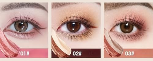 Image of BWOGUE 3Pcs Color Eye Shadow Stick | Twin Eye-shadow Pen| Two-Tone Shimmer Gradient Eyeshadow Stick | Easy to Blend, Non Creasing Eyeshadow | Waterproof Glitter Eye | 24 Hour Stay (Shade No. 1 to 3)