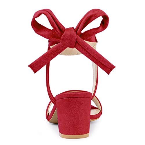 Allegra K Allegra K Women's Open Toe Ankle Tie Back Red Block Heels Sandals - 8 M US