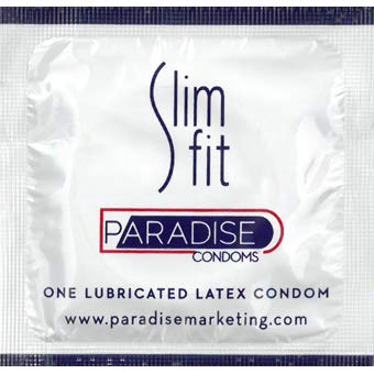 Paradise Slim Fit with Brass Lunamax Pocket Case, Premium Lubricated Snugger Fitting Latex Condoms-24 Count