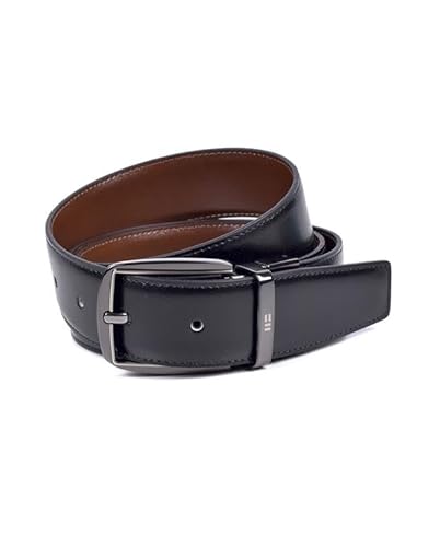 MIGUEL BELLIDO Cinto de vestir reversível preto e couro, castanho