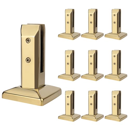 LukLoy 304 Stainless Steel Glass Spigots Pool Fence Spigot Clamp for Home Garden Stairs Balustrade Railing Balcony Glass Mounting Brackets Gold (10 Pack, NW 2.6lb, GW 3.5lb) - Level 3