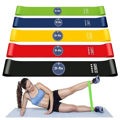 Image of D-fix Resistance Bands Set for Men & Women | Pack of 5 Resistance Levels | Elastic Workout Bands for Home Gym, Yoga, Pilates, Strength Training & Fitness - Multicolor