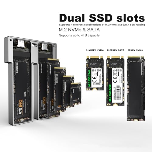Caja externa Dual NVMe/SATA M2 SSD con USB3.2 10Gbps miniatura 6