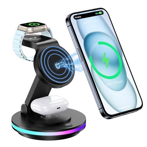 Station de charge sans fil 3 en 1 pliable pour éliminer les câbles d'iPhone et AirPods
