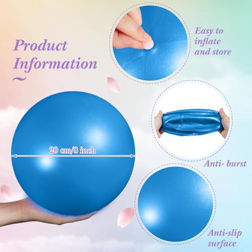 Image of Aoriher 10 Pack 9 Inch Small Pilates Ball Bulk Mini Exercise Ball Portable Non-Slip Workout Yoga Balls with Air Pump for Stability, Barre, Fitness, Balance, Physical &Core, Gym Home Office Use