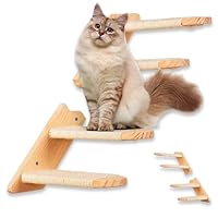 CiaoMiau Katzentreppe 2er-Set aus Kiefernholz mit Juteseil | zur Wandmontage | platzsparend & belastbar | beidseitig montierbar | Kletterwand Katzen