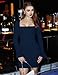 YMDUCH Women's Fashion Long Sleeve Square Neck Bodycon Party Club Short Mini Dress Navy