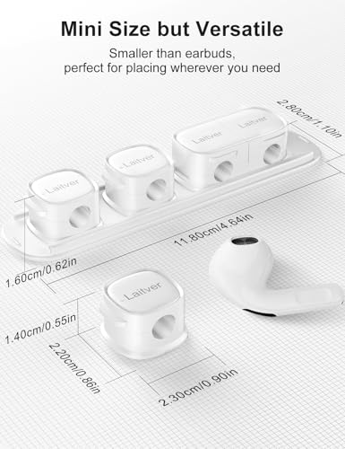 Laitver 6 Stück Kabelhalter Kabelclips, Magnetisch Kabel Organizer Einhand-Bedienung Kabelmanagement, Kabelklemmen für Nachttisch/Schreibtisch/Wand,Ladekabel, HDMI, USB, Audiokabel usw.