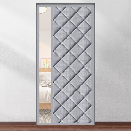 Cortina magnética de invierno con aislamiento térmico para puerta, resistente al viento, impermeable, insonorizada, para protección contra el frío, color gris (95 x 195 cm)