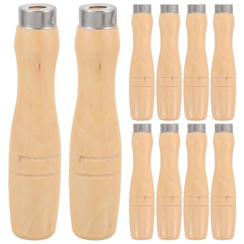 Zerodeko Poignée en Bois Ergonomique pour Lime Métal et Perceuse Manuelle, Lot de 10 Pièces, Résistante aux Chocs, pour Bricolage et Sculpture