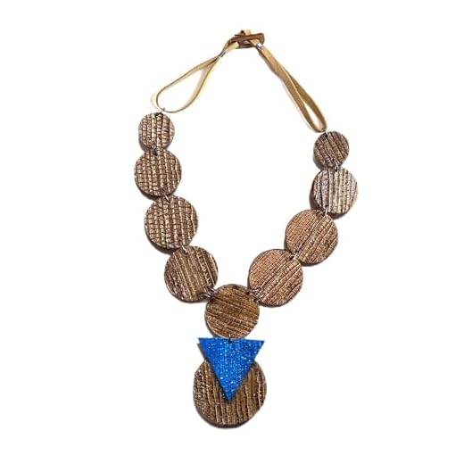 VIRECHIC - Colar Feminino Magia na Floresta - Colar Feito à Mão de Fibra de Banana - Bijuteria Feminina Eco-Friendly, VEGANO e Sustentável, Biju Rara para Mulheres - Azul