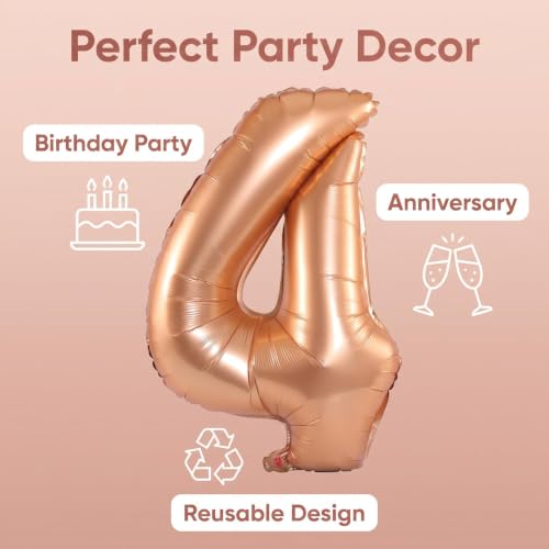 Image of YPSelected 32 Inch Large Foil Helium Number Balloon Birthday Wedding Party 0-9 (Orange, 4)