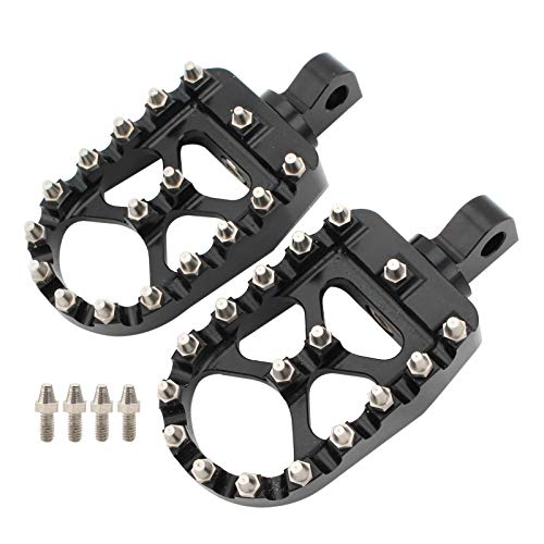 Wide Foot Pegs Motorcycle MX Rotating Custom Chopper Bobber Style Rear Footrests for Harley Dyna Sportster 883 Fatboy (Black)