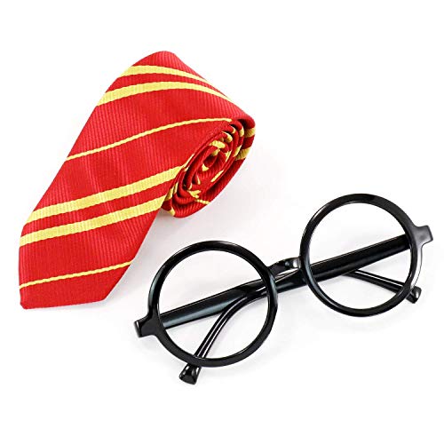 Halloween Novelty Glasses, Wizard Wand, Striped Neck Tie Halloween Costume Accessories, Fits Most Kids & Adults