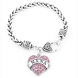 Beautiful Crystal Love Heart Pendant Bracelet Necklace Gift For Nana Best Thanks Blessing Nana Birthday Party Gifts (pink nana gd)