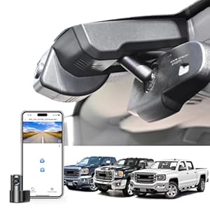 Front 4K & Rear 1080P Dash Cam fit for GMC Sierra 1500 2014-2018 2500 HD/3500 HD 2015-2019(Model D), with A Cover, if Not, You Can Buy Model E (with Auto-Dimming Rearview Mirror Plug)