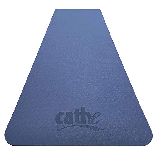 Cathe Blue Eco-Friendly Extra Thick Tpe Yoga Exercise Mat - Perfect For Yoga, Pilates, Floor Exercises, Core Training, Strength Training, Stretching And Meditation #TOP2