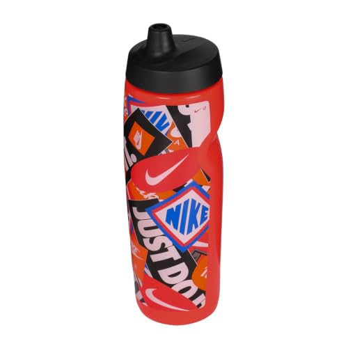 Image of Nike REFUEL Bottle 24 OZ Graphic Graphic LT Crimson /Black /LT Crimson /Safety Orange /White, SQUEEZABLE Sipper Bottle 710 ml