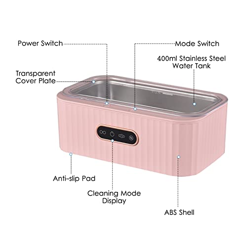 LAOJIA Limpador de joias ultrassônico,Mini Limpador de Jóias Ultrassônico 400ml 45KHz Máquina de Lim