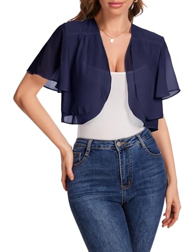 Bbonlinedress Bolero Damen festlich Chiffon Strickjacke elegant Kurzarm...