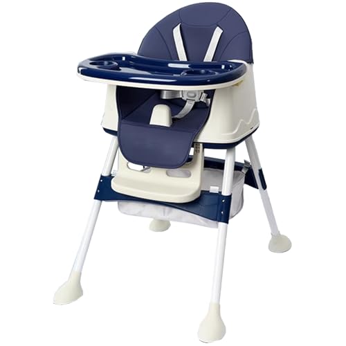 BESTXH Trona Infantil 3 En 1, Silla De Comedor Plegable para BebéS con Ruedas, Bandeja Doble Ajustable Y Asiento Regulable En Altura, Silla Multifuncional para BebéS Y NiñOs