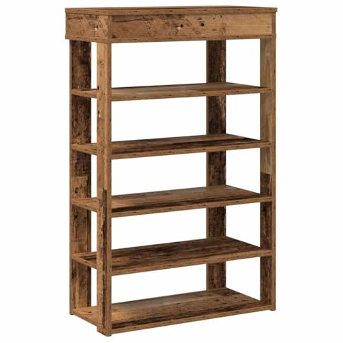 Étagère à chaussures vieux bois compacte pour optimiser les petits espaces et halls étroits