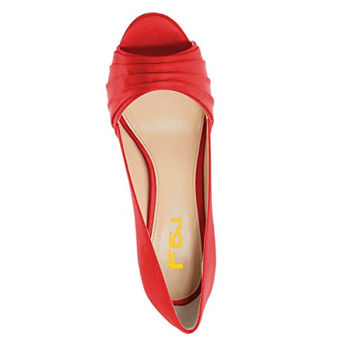 FSJ Women Elegant Slouch Peep Toe Pumps Glitter High Heels Stilettos Formal Office Shoe Size 4-15 US2