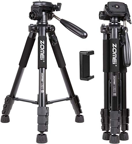 ZOMEI Q111 Travel Camera Tripod Lightweight Aluminum with Phone Clip for DSLR SLR Canon Nikon Sony Olympus DV with Carry Bag -11 lbs(5kg) Load (Black)