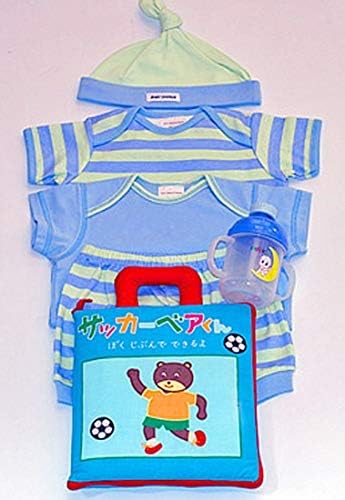 Amazon 布絵本 サッカーベアくんぼくじぶんでじぶんでできるよ ボディ肌着4点セット おまけ付き水筒 ナイスボーイギフトセット 幼児教育 布のおもちゃ おもちゃ