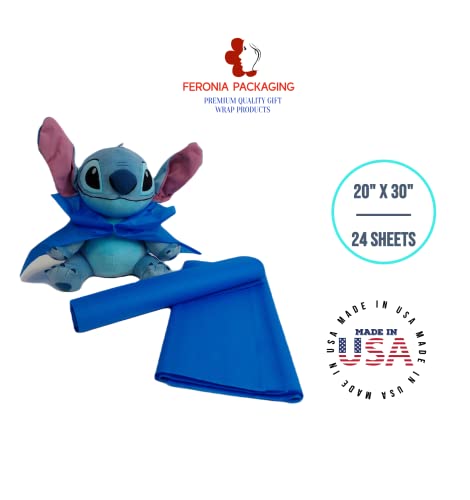 Quadrados de papel de seda azul safira, 24 folhas, embrulho de presente premium e materiais de arte