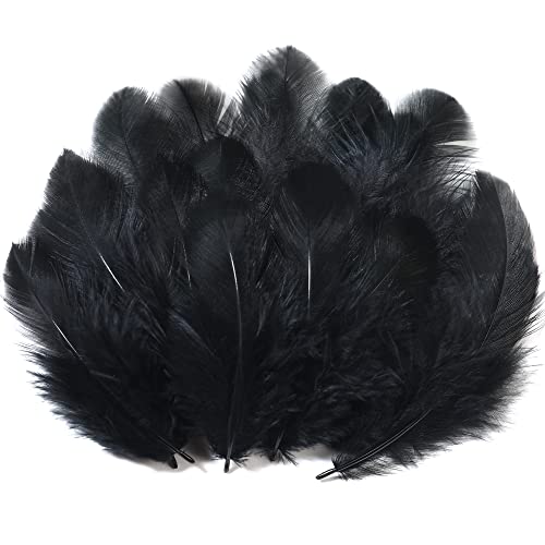 Soarer Black Craft Feathers Bulk - 300pcs 3-5inch Natural Feathers for Wedding Home Dream Catcher Supplies DIY Crafts and Halloween Holiday Party(Black)