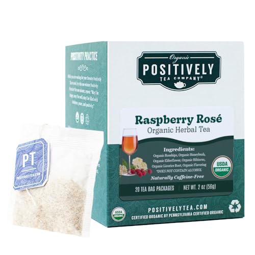 Image of Positively Tea, Organic Raspberry Rose, Herbal Tea Bags, 20 Count