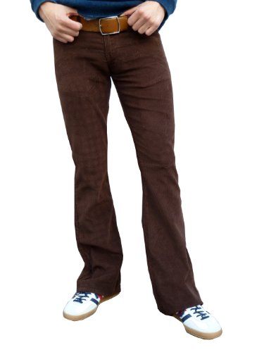 Mens Brown Corduroy Bootcut Bootleg Pants Trousers Indie Mod Hippie2