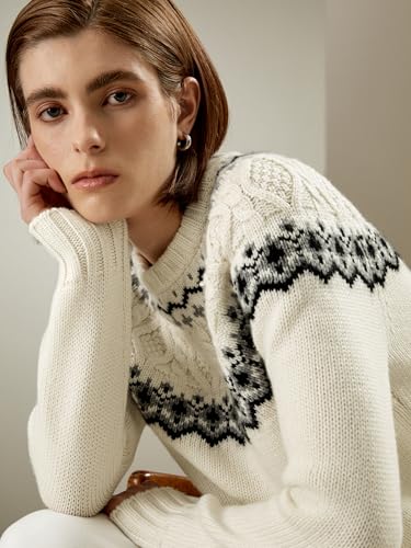 LilySilk Cashmere Wool Blend Sweater for Women Christmas Sweaters Fair Isle Crewneck Long Sleeve Warm4