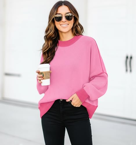 Image of Womens Oversized Sweaters Fall 2026 Fashion Clothes Colorblock Knit Tops