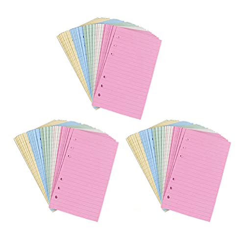 iplusmile Feuilles Mobiles A6 pour Cahier à Feuilles Mobiles Lot de 3 Colorées Sets de Sets en Papier pour Maison et Bureau