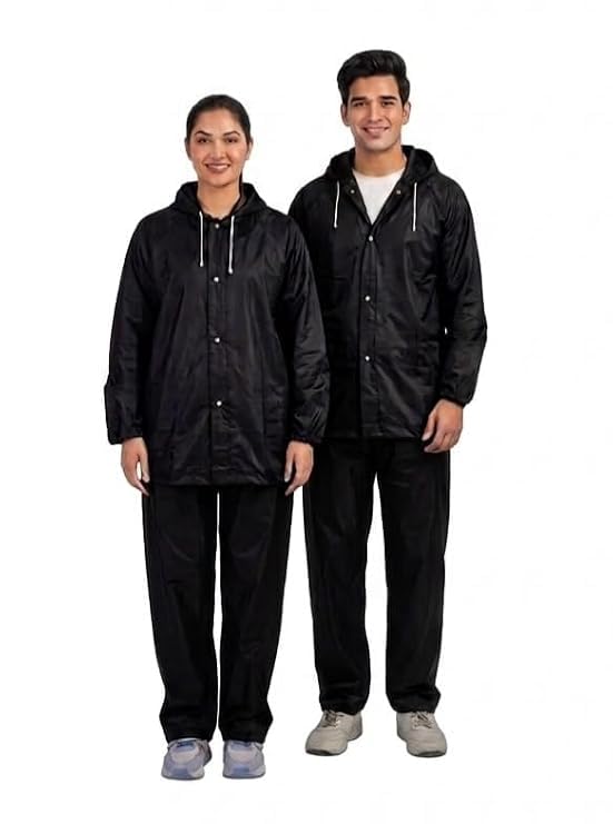 MOOLYAVAAN PRODUCTS Unisex Waterproof Raincoat Suit with Hood | Girls and Boys Full Body Rain Wear Set | Jacket & Pant For Couple | Lightweight Reusable Rain Protection (MULTICOLOR)-picture-35