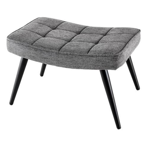 Riess Ambiente Moderner Hocker Scandinavia - grau - Strukturstoff Polsterhocker Fußhocker Sitzhocker mit Metallbeinen