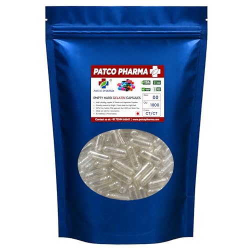 Image of Patco Pharma - Size 00 Transparent Empty Hard Gelatin Pill Capsule (Pack of 1000)