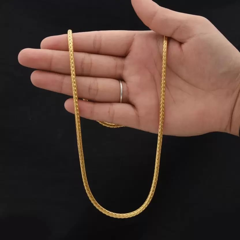 One gram Stylish Golden Neck woman and men Chain “24” Inches Gold-plated Chain_D238-picture-11